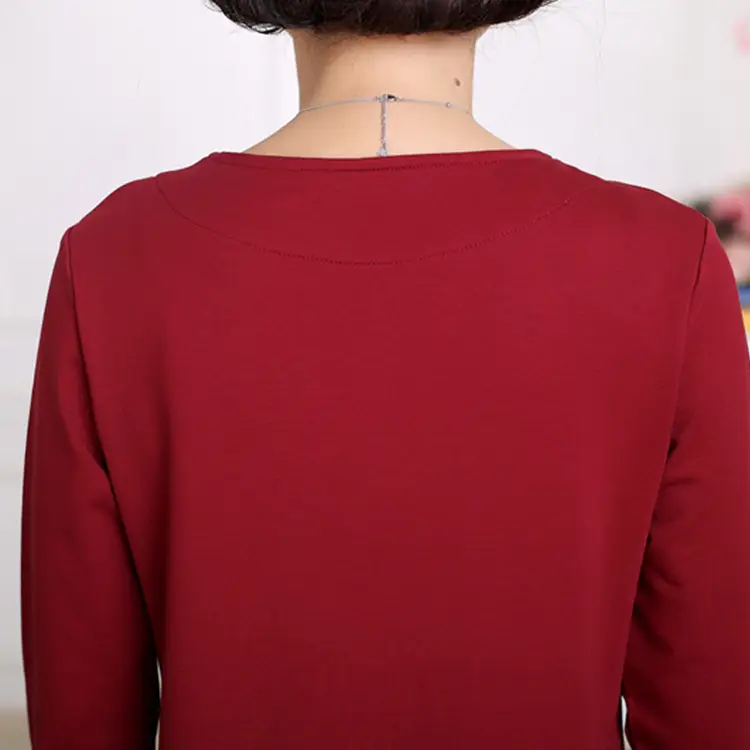 Red Long Sleeve Top Women Medium to XL Plain Design - Image 3