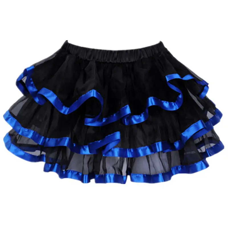 Black Red Ruffled Tiered Skirt for Women - Image 5