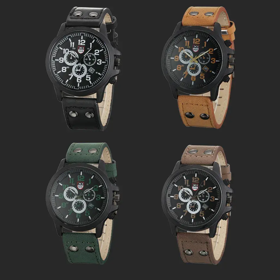 Men Military Army Leather Date Quartz Wrist Watch - Image 20