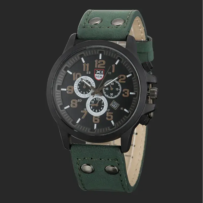 Men Military Army Leather Date Quartz Wrist Watch - Image 15