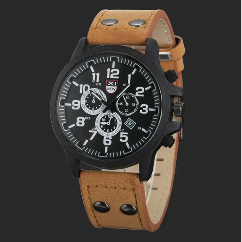 Men Military Army Leather Date Quartz Wrist Watch - Image 5