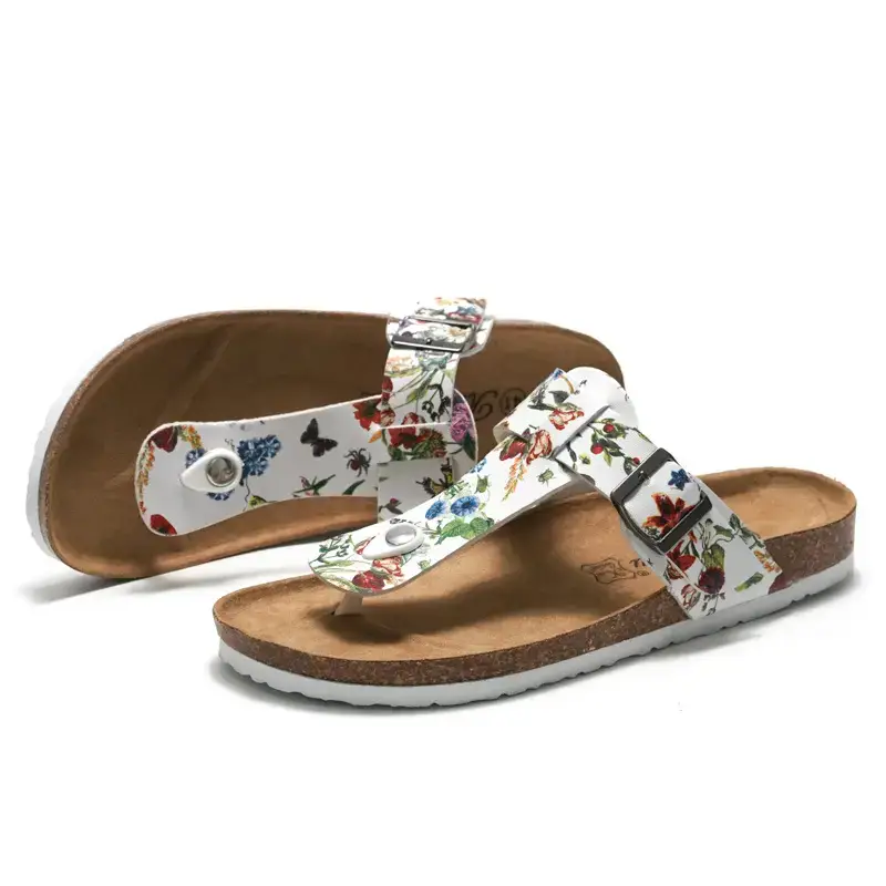 Women's Floral Cork Flip-Flops Summer Sandals