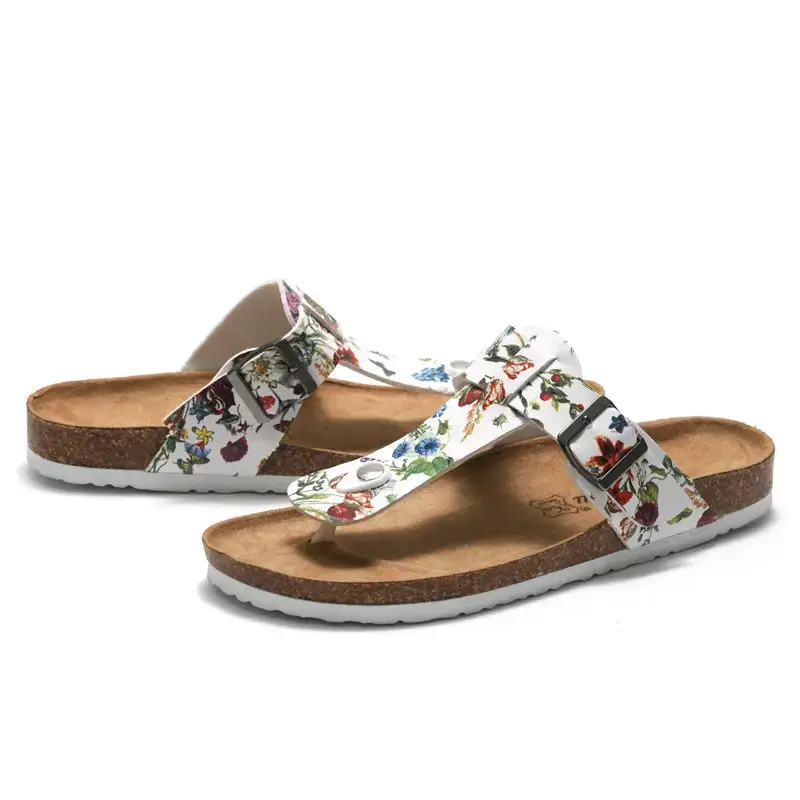 Women's Floral Cork Flip-Flops Summer Sandals