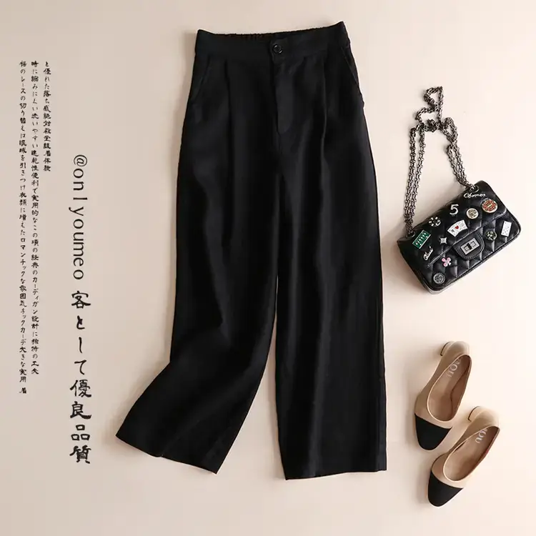 Women's Linen Wide Leg Pants Olive Green - Image 10
