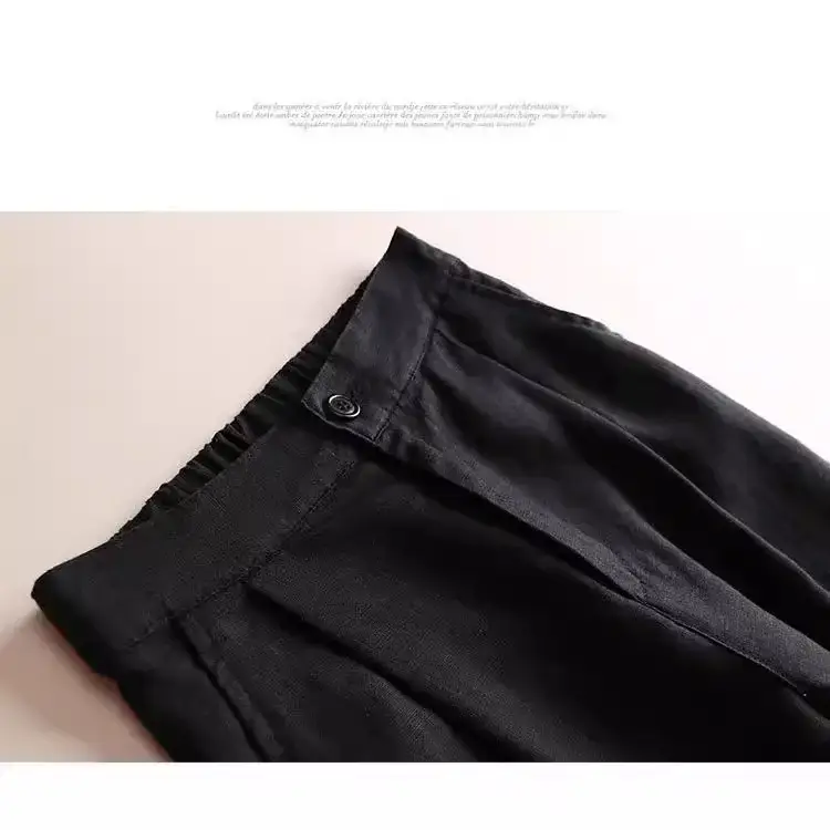Women's Linen Wide Leg Pants Olive Green - Image 11