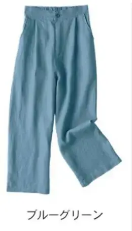 Women's Linen Wide Leg Pants Olive Green - Image 6
