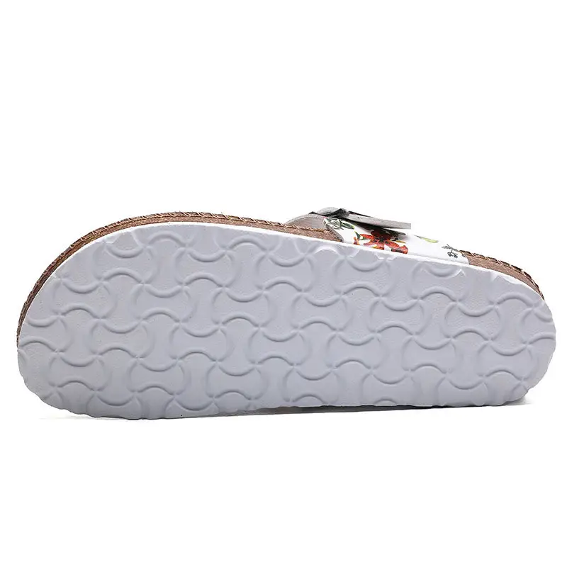 Women Floral Cork Flip-Flops Summer Sandals
