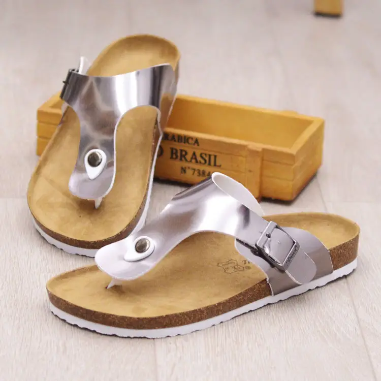 Women Floral Cork Flip-Flops Summer Sandals