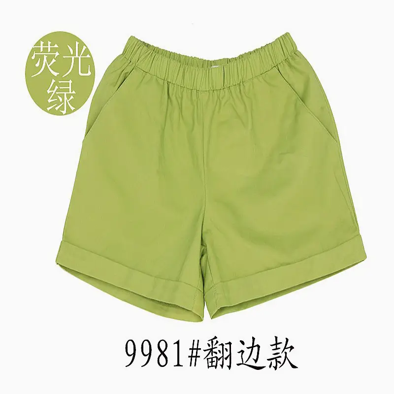 Red Elastic Waist Shorts Plus Size Cotton - Image 11