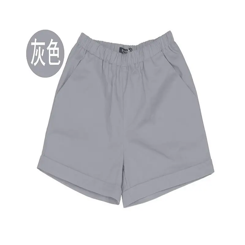 Red Elastic Waist Shorts Plus Size Cotton - Image 3