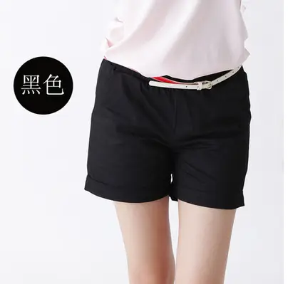 Red Elastic Waist Shorts Plus Size Cotton - Image 4