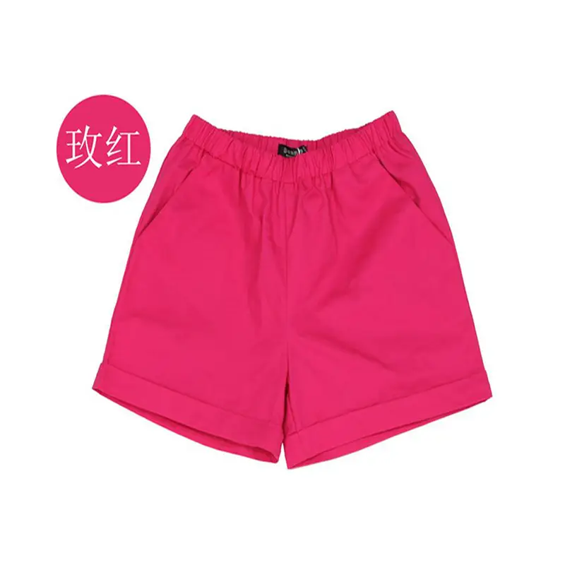 Red Elastic Waist Shorts Plus Size Cotton - Image 7