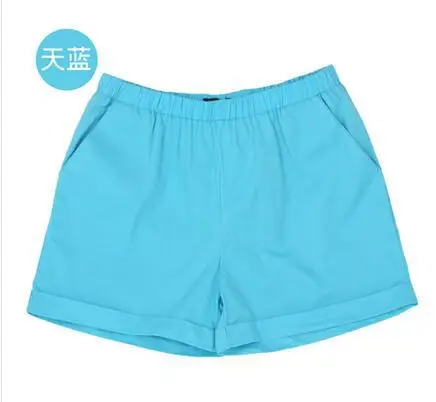 Red Elastic Waist Shorts Plus Size Cotton - Image 9