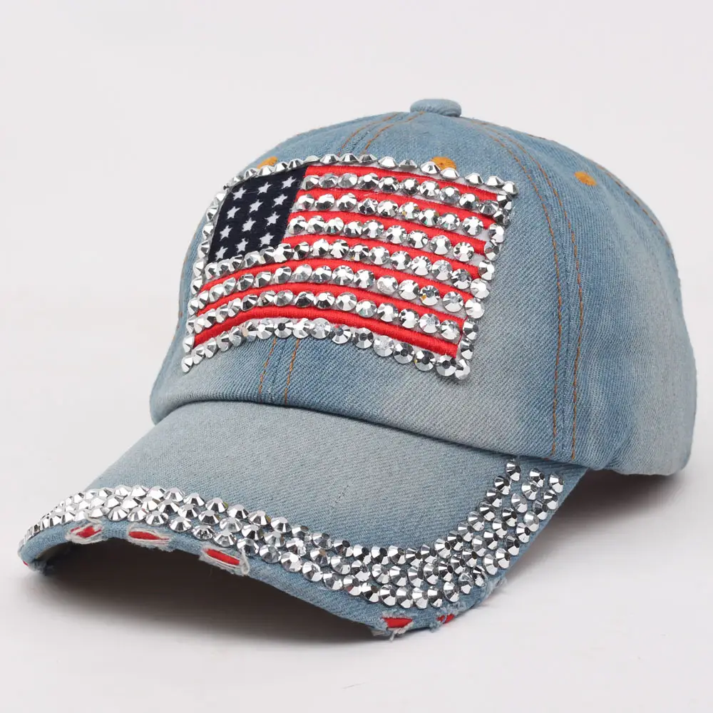 American Flag Diamond Cap Spring Summer Sun Hat - Image 2