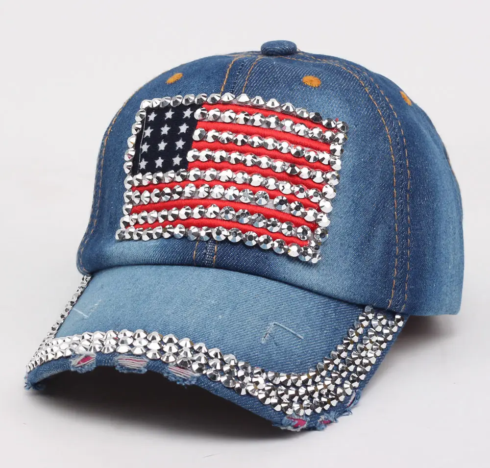 American Flag Diamond Cap Spring Summer Sun Hat - Image 3