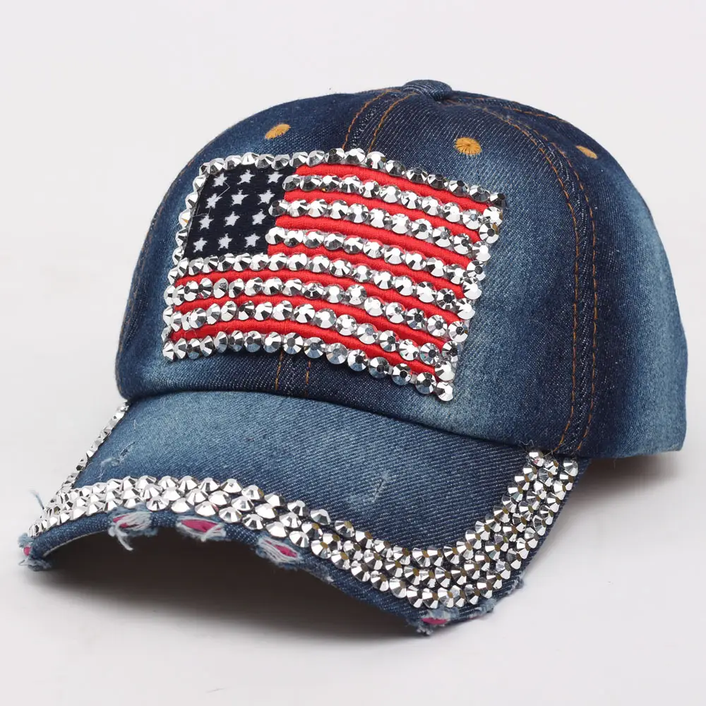 American Flag Diamond Cap Spring Summer Sun Hat - Image 4