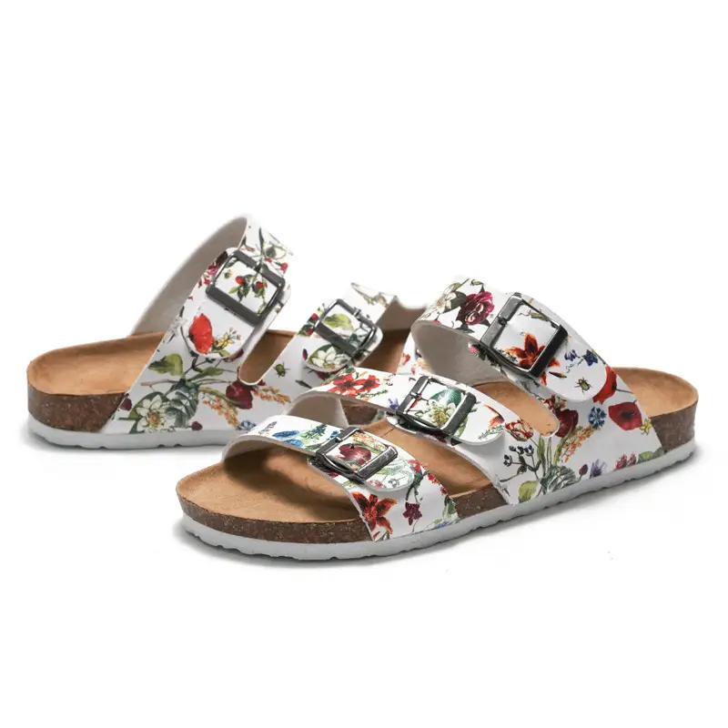 Women's Floral Clip Sandals Cork Sole Summer Flip Flops