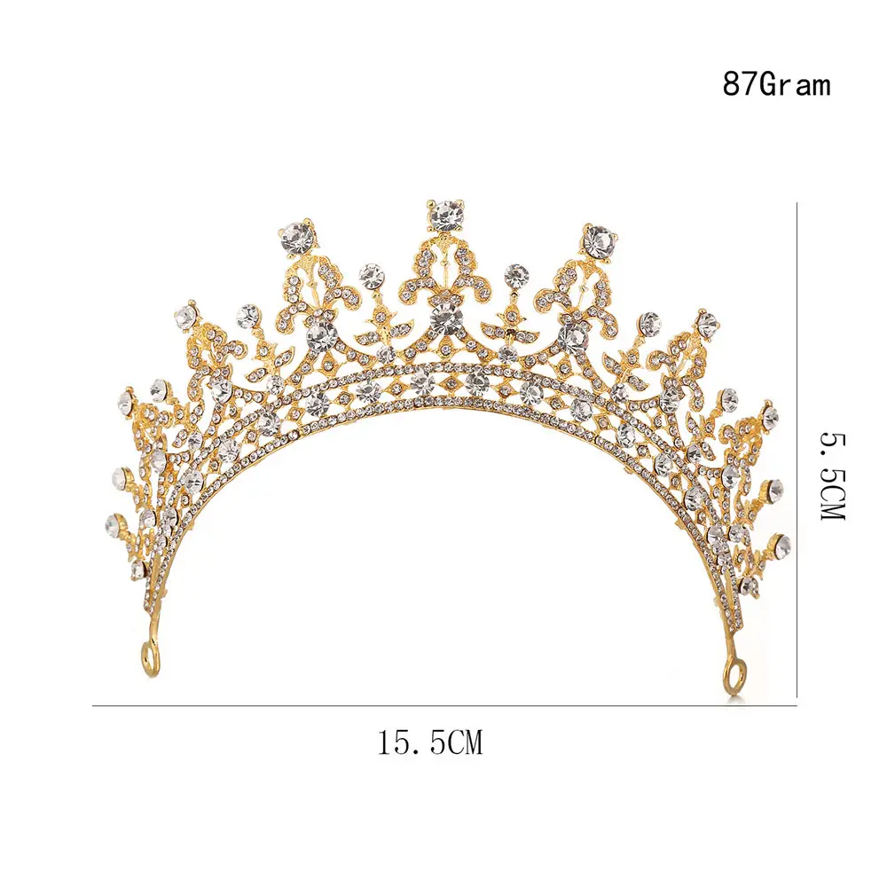 European & American Retro Gold Crystal Bridal Crown Hair Accessory - Image 5