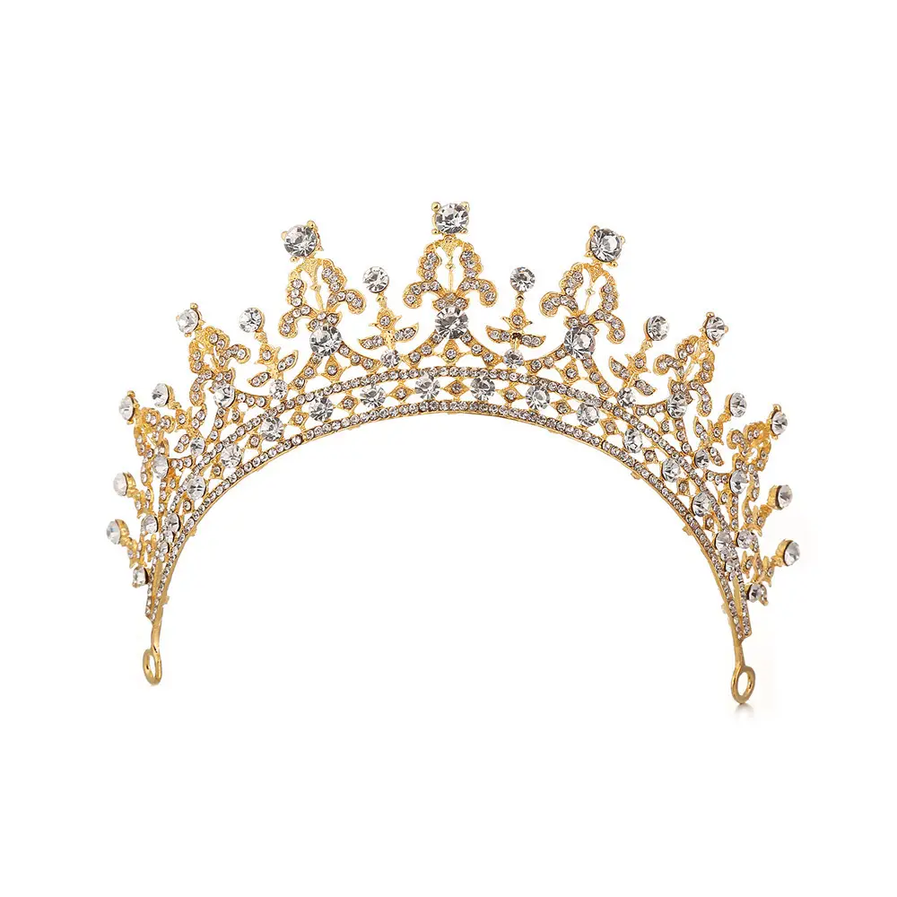 European & American Retro Gold Crystal Bridal Crown Hair Accessory - Image 3
