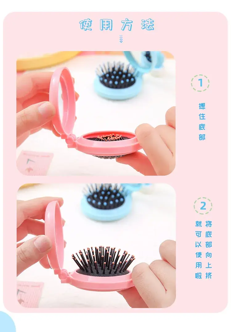 Portable Hair Massager Comb with Mirror, Candy Color — feature 22