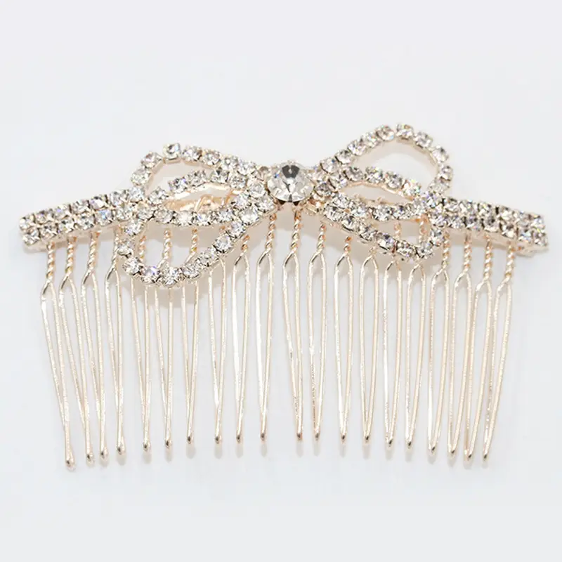 Full Rhinestone Bow Crown Hair Comb for Women - Image 6