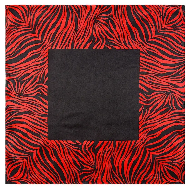 Mai Tong Silk Scarf 60cm Leopard Print Black Center