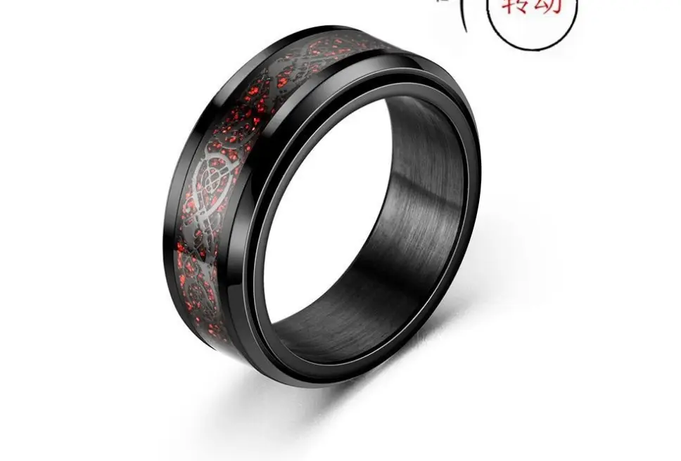 Dragon Pattern Gold Silver Ring Set 4 Pcs