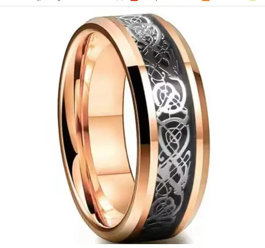 Dragon Pattern Gold Silver Ring Set 4 Pcs