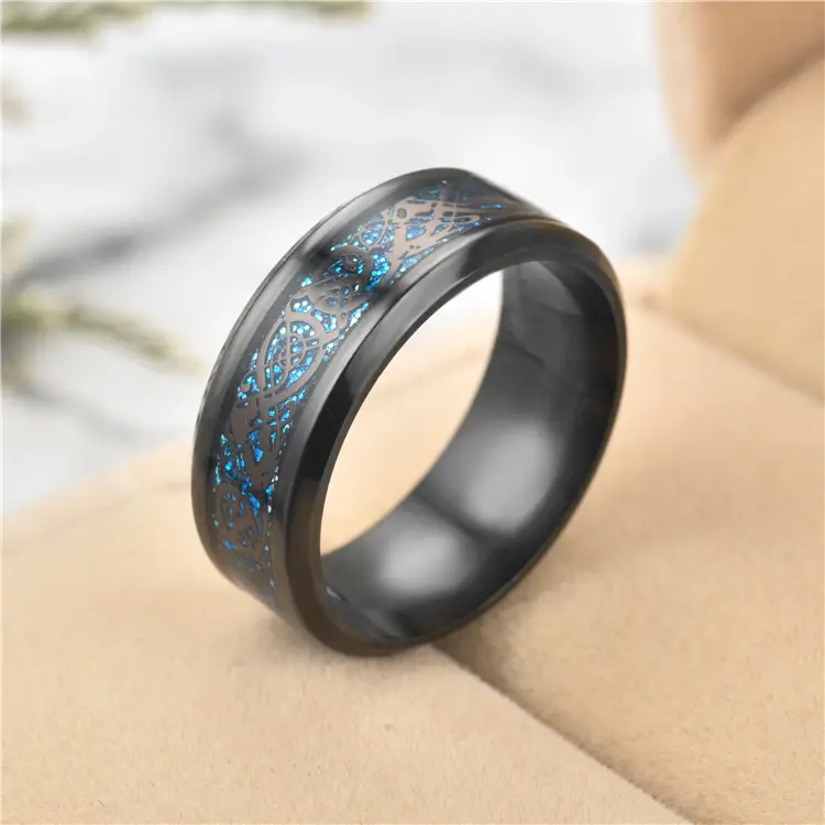 Dragon Pattern Gold Silver Ring Set 4 Pcs