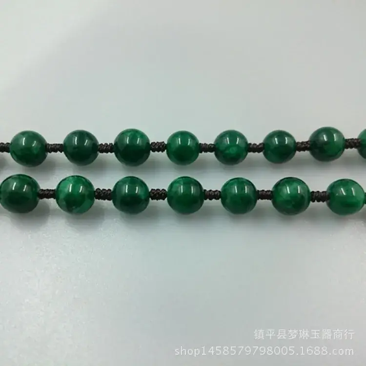 Natural Jadeite Green Beads Necklace Pendant Lanyard - Image 2