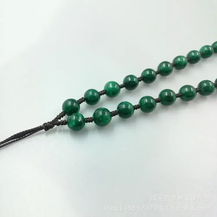 Natural Jadeite Green Beads Necklace Pendant Lanyard - Image 3