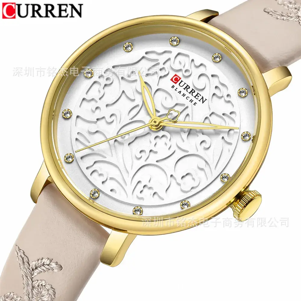 CURREN Women's Pink Butterfly Belt Watch with Quartz - Image 4
