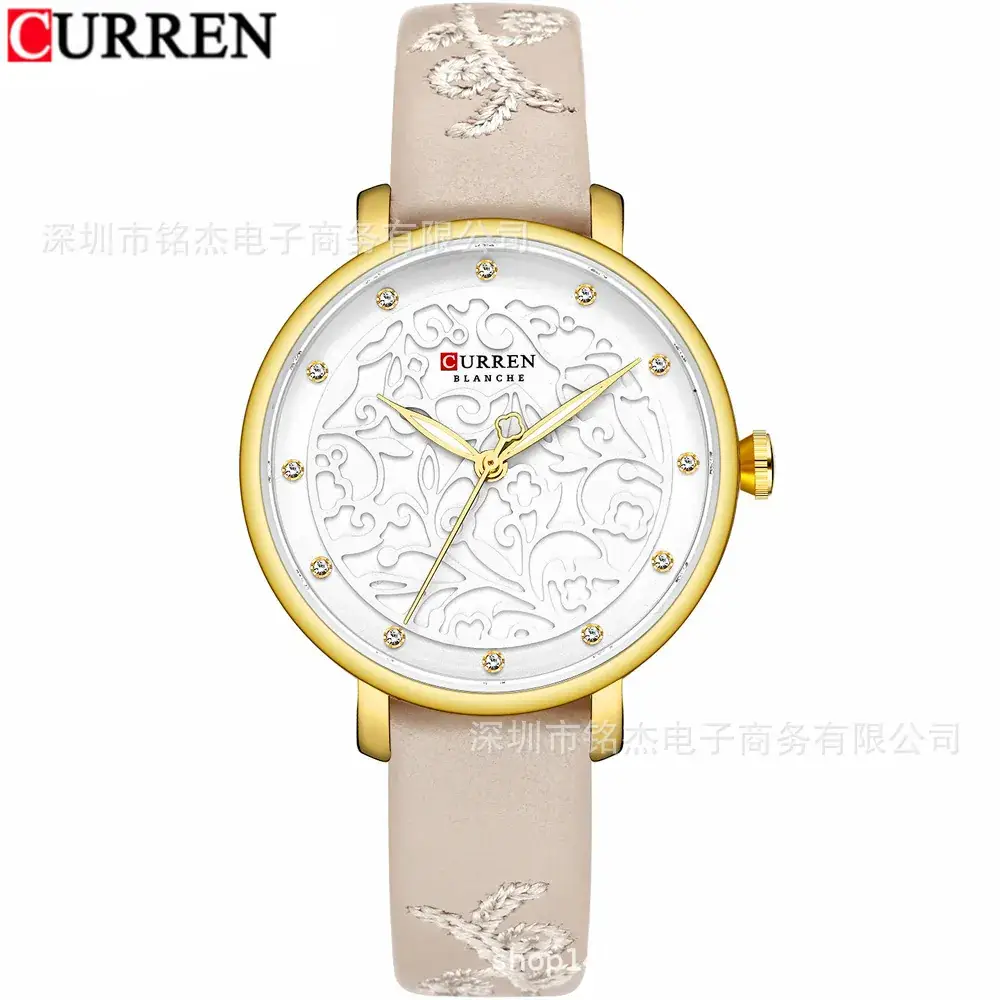 CURREN Women's Pink Butterfly Belt Watch with Quartz - Image 5