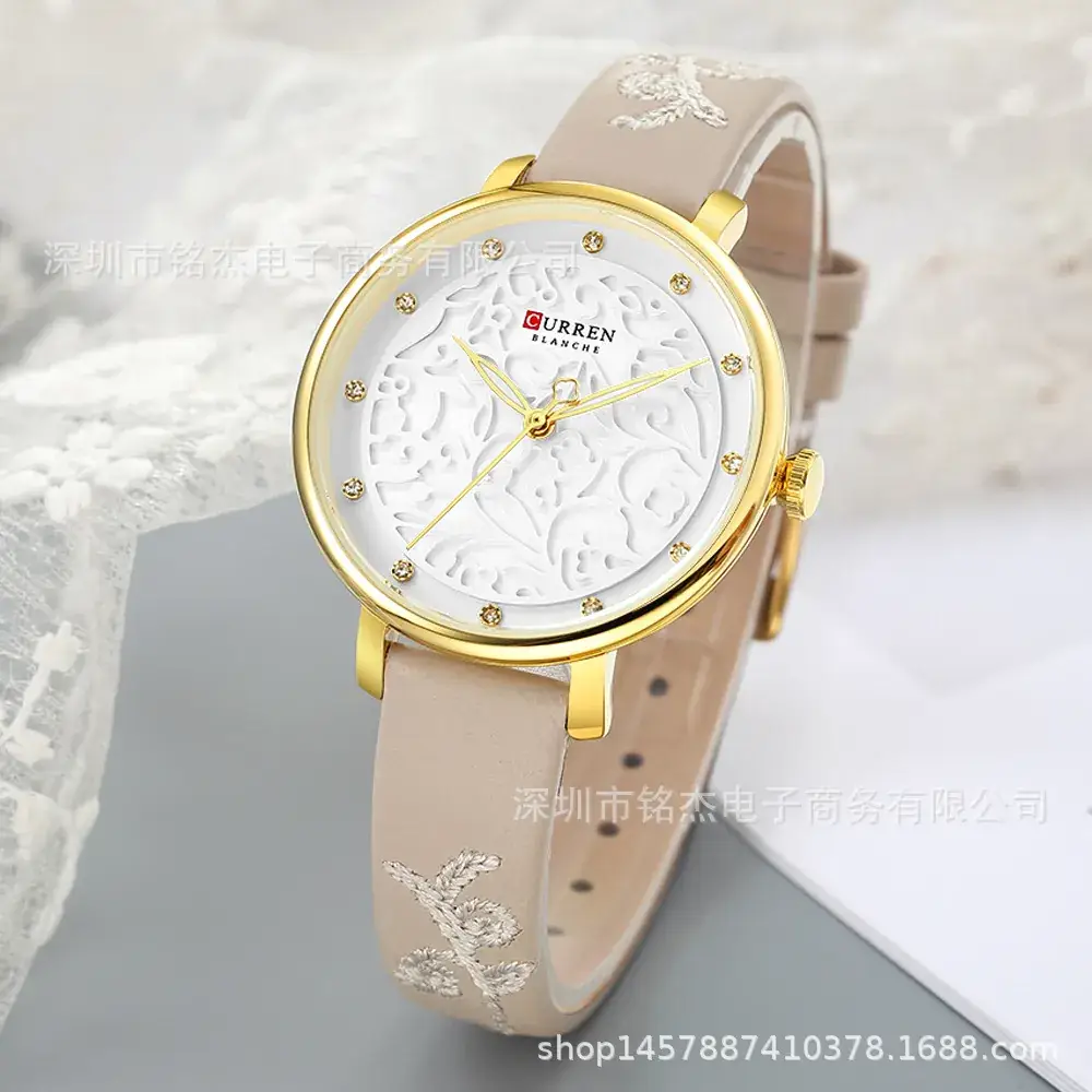 CURREN Women's Pink Butterfly Belt Watch with Quartz - Image 6