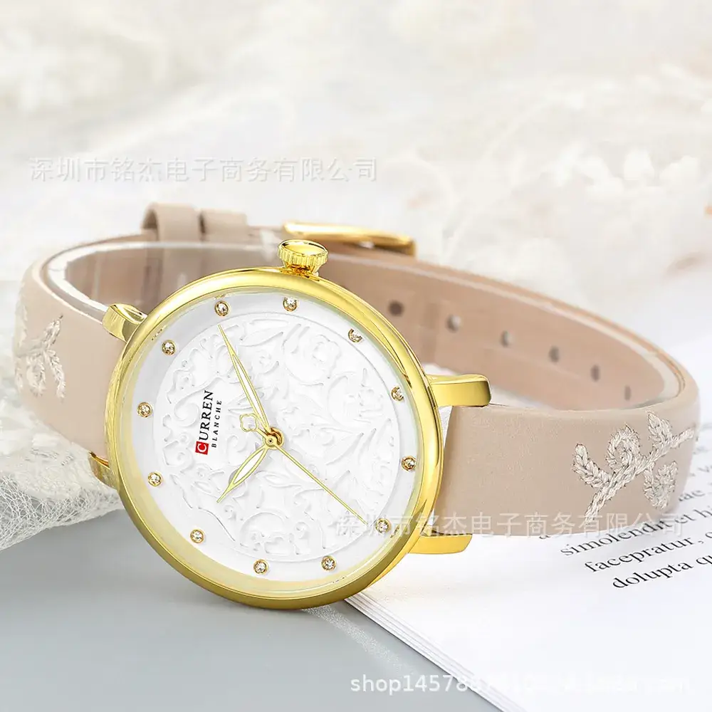 CURREN Women's Pink Butterfly Belt Watch with Quartz - Image 7