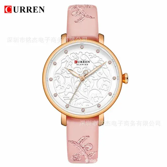 CURREN Women's Pink Butterfly Belt Watch with Quartz - Image 3