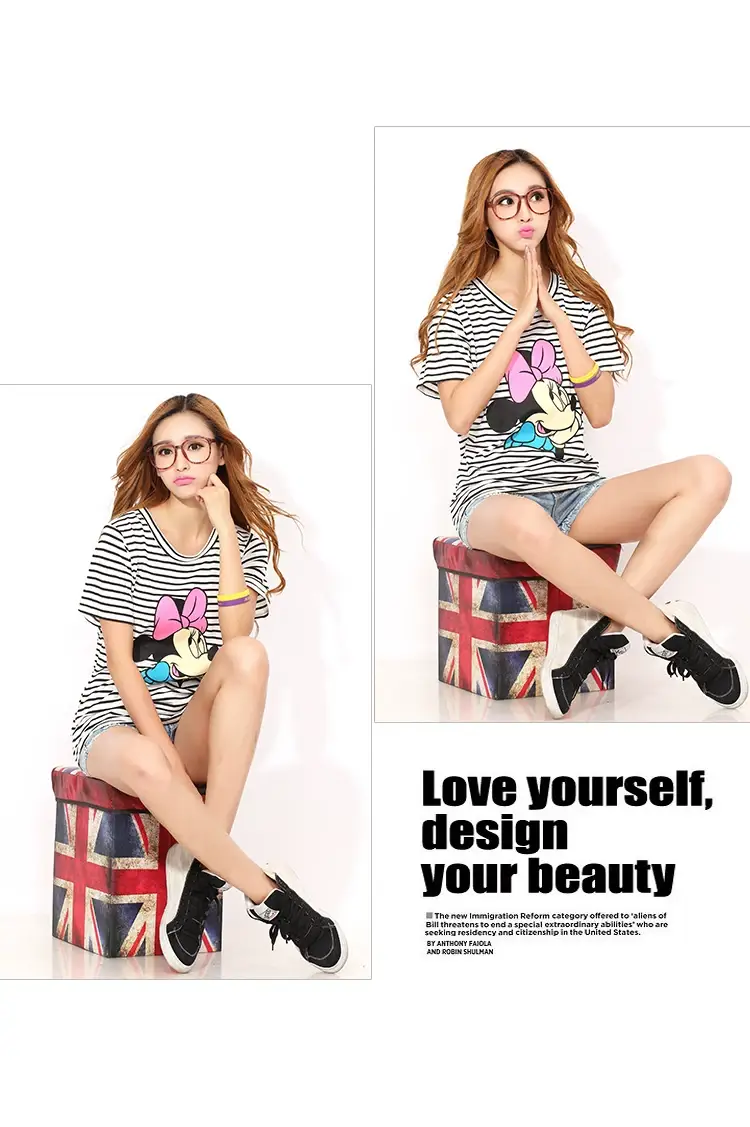 Korean Striped Mouse T-Shirt Women Large Size — feature 15