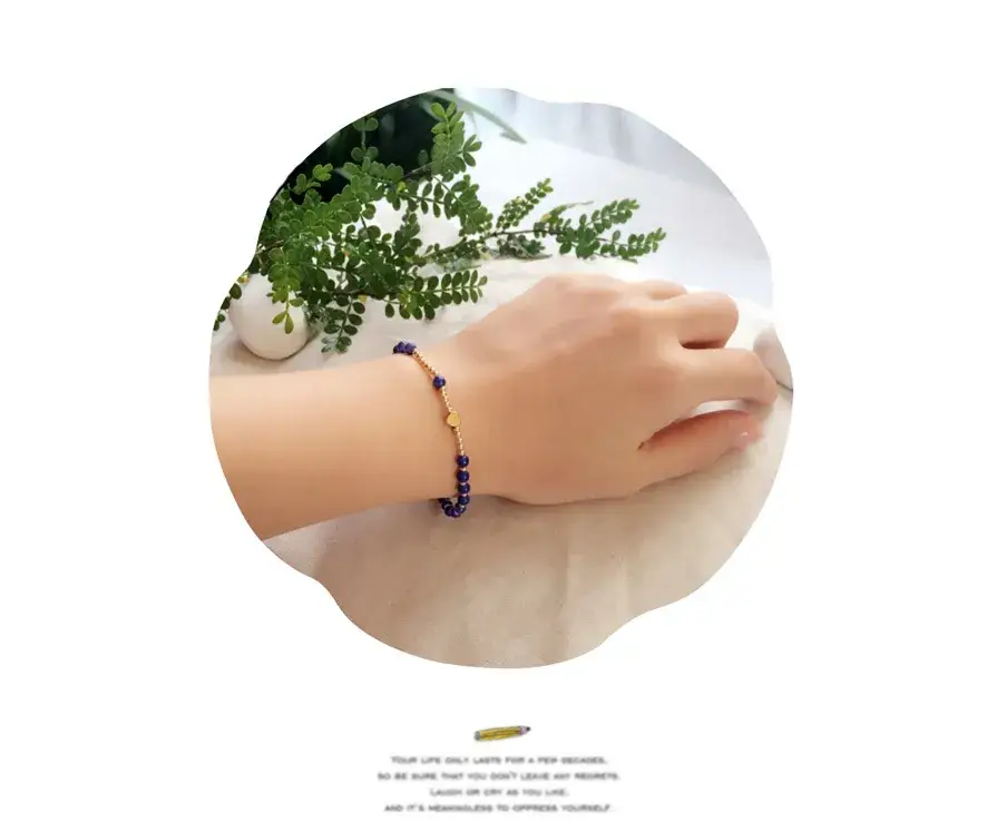Korean Style Lapis Bracelet Gold K Turquoise White - Image 5