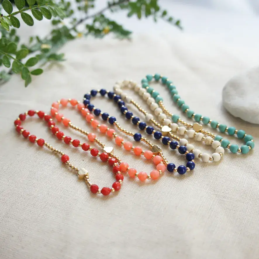Korean Style Lapis Bracelet Gold K Turquoise White - Image 6