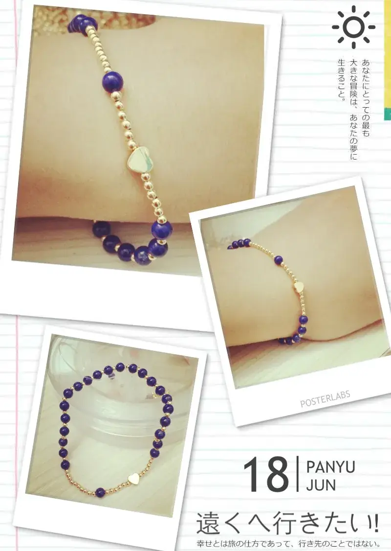 Korean Style Lapis Bracelet Gold K Turquoise White - Image 8