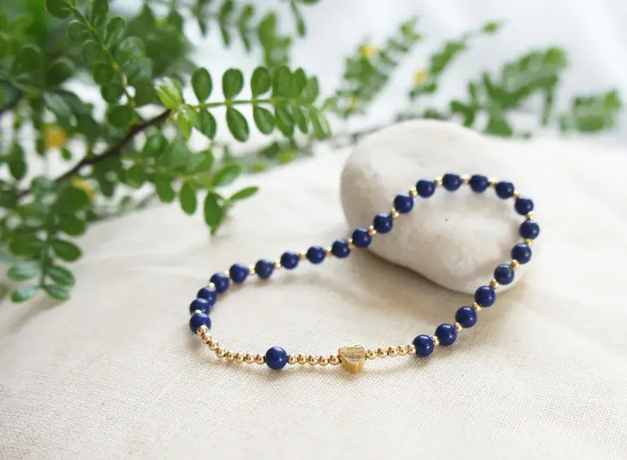 Korean Style Lapis Bracelet Gold K Turquoise White - Image 3