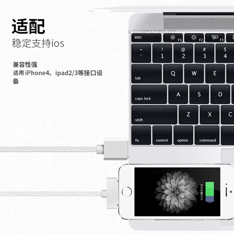Apple iPhone 4 & iPad 2 Data Cable Nylon Braided