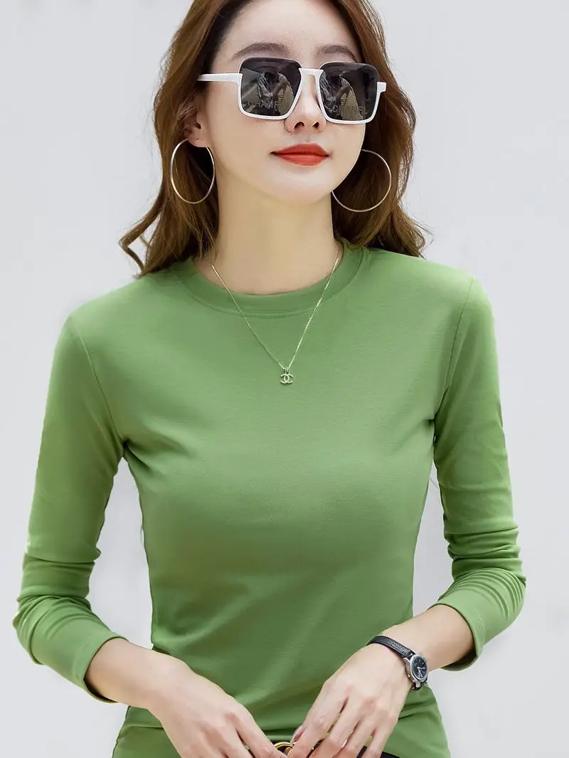 Black Slim Fit Long Sleeve Crew Neck T-Shirt for Women - Image 5