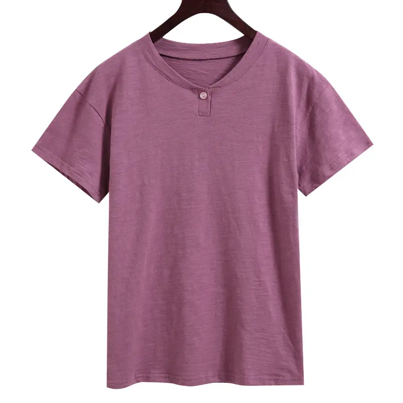 22 Summer Korean Model Real Shot Elastic Loose Cotton T-Shirt - Image 5
