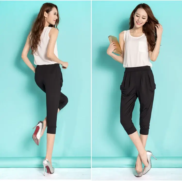 Black Slim Fit Casual Pants for Women 200kg — feature 14