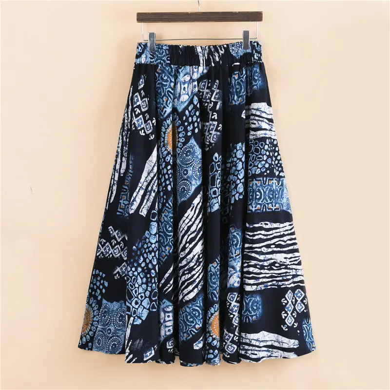 Oversized Printed Cotton Skirt Women Plus Size - Image 7