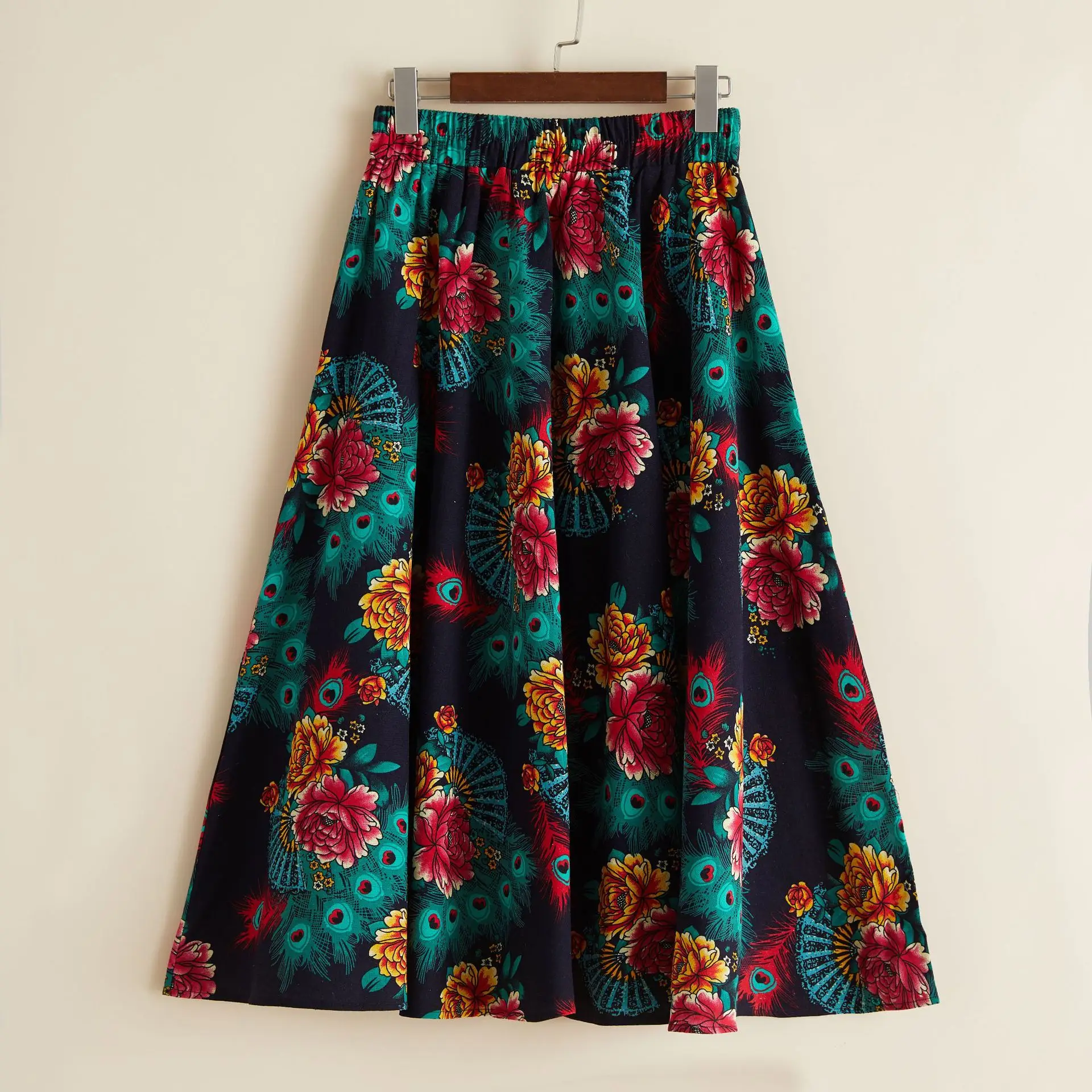 Oversized Printed Cotton Skirt Women Plus Size - Image 8