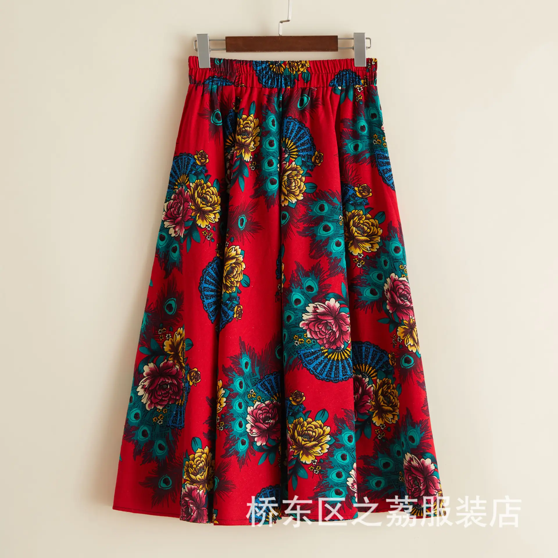 Oversized Printed Cotton Skirt Women Plus Size - Image 9