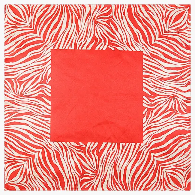 Mai Tong Silk Scarf 60cm Red Black Leopard Print