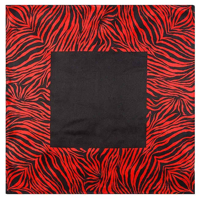 Mai Tong Silk Scarf 60cm Red Black Leopard Print - Image 6